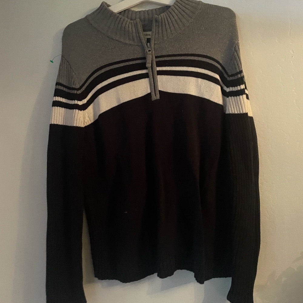 multicolored zip up sweater